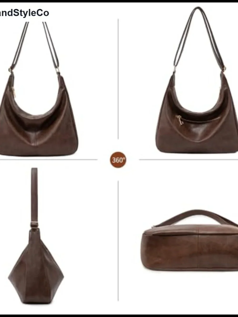 Hobo Shoulder Bag PU Leather Slouchy Tote Crossbody Purse for Women